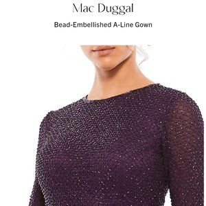 MAC Duggal purple beaded embellished A-line dress-BNWT